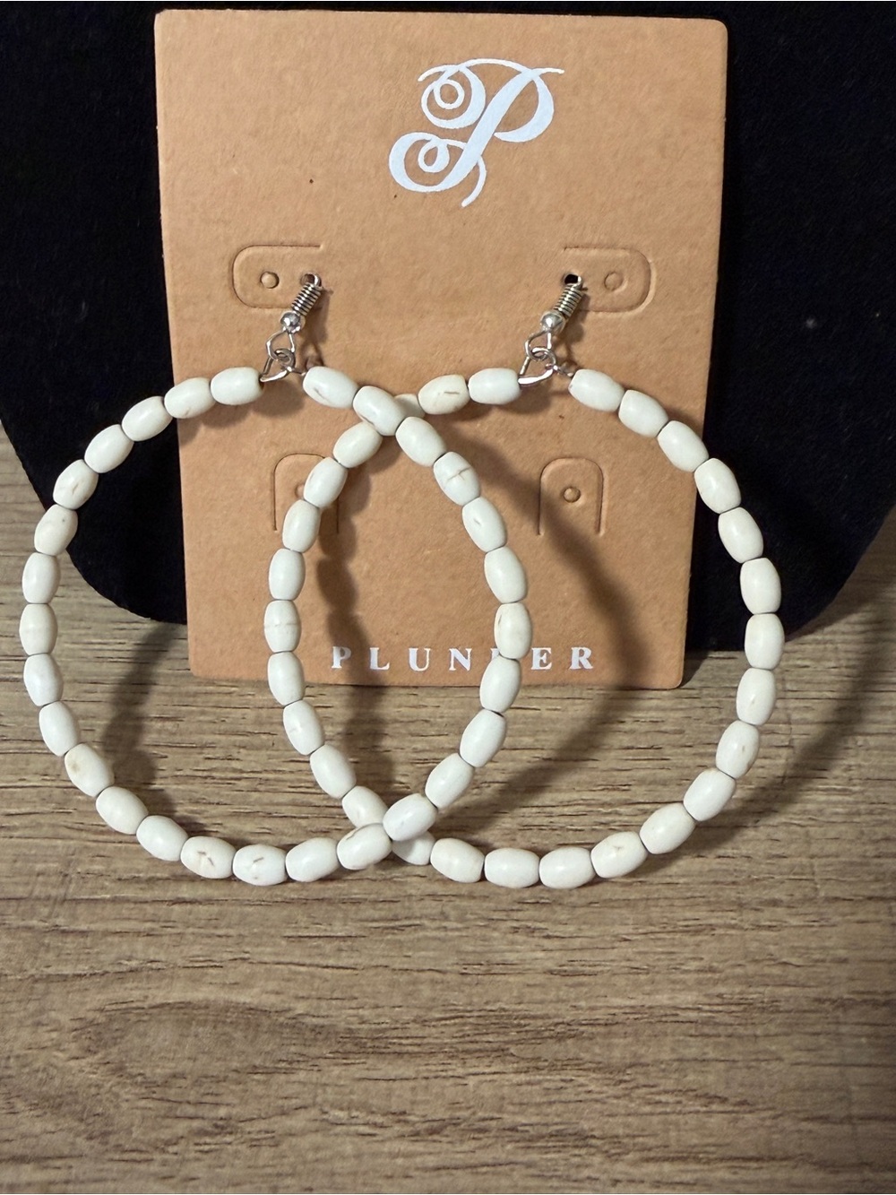 Plunder Cream Beaded Hoop Earrings
